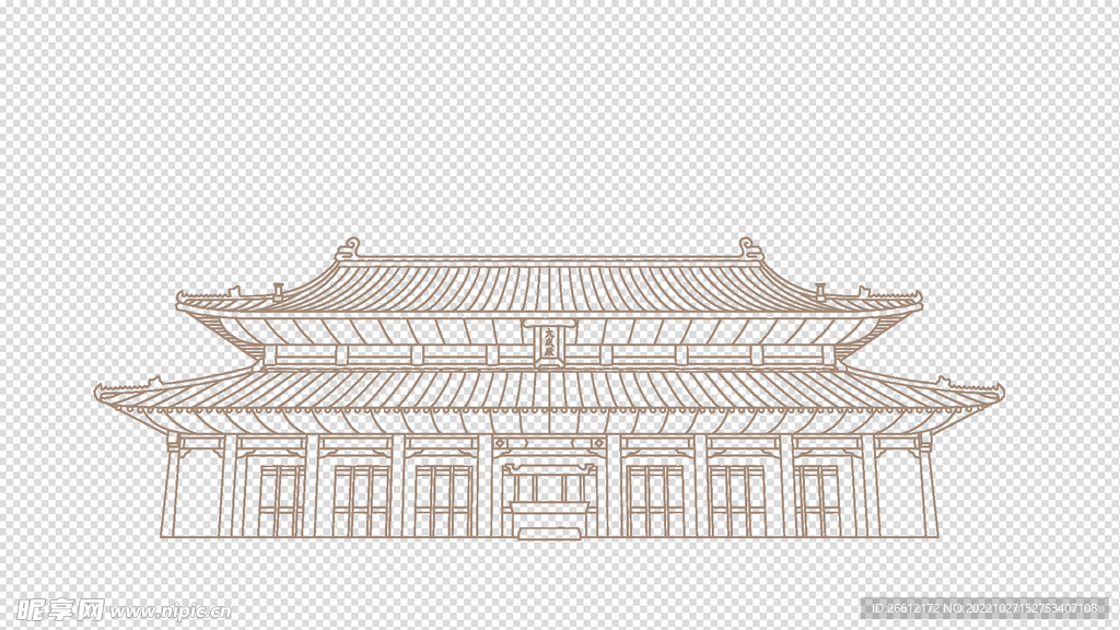 山东济宁曲阜大成殿线描