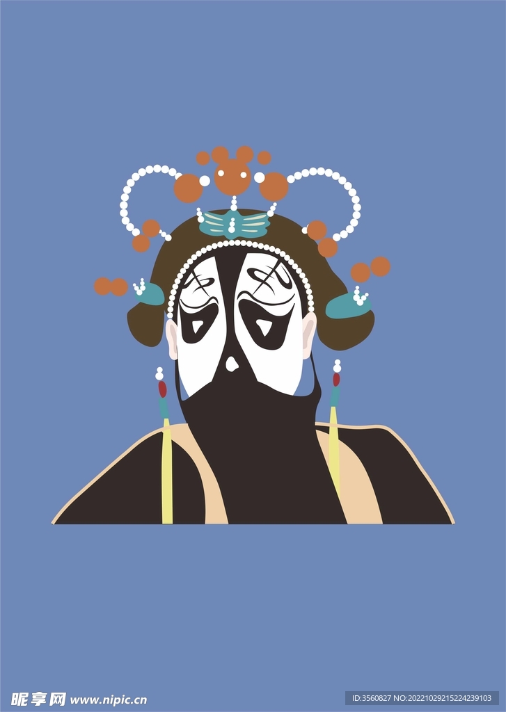 中式脸谱矢量源文件可编辑改色