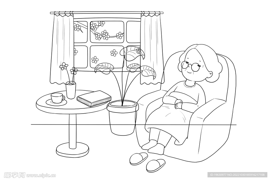 在沙发上睡觉的老奶奶