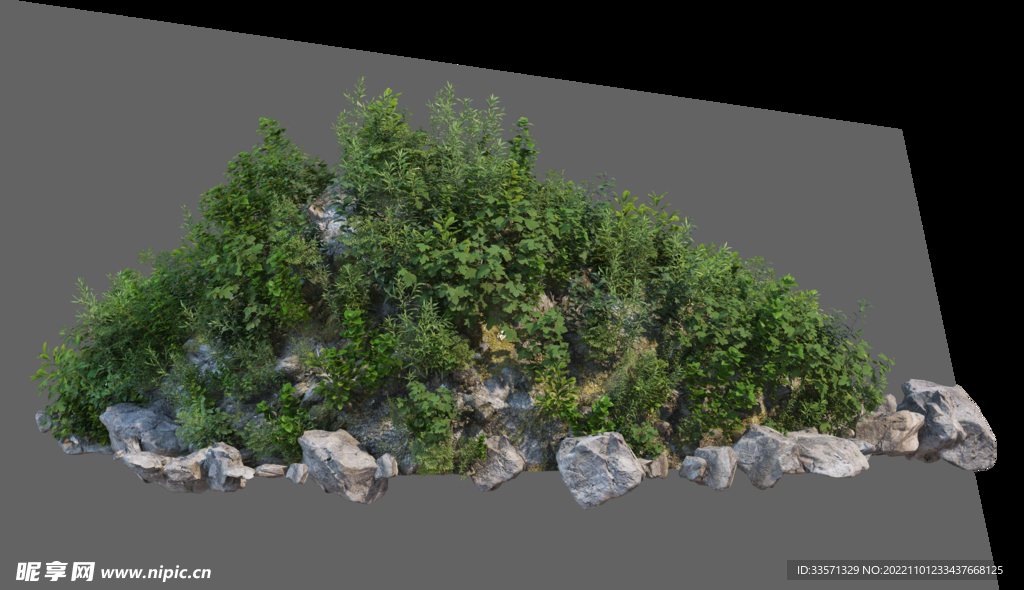 园林石头草丛超清晰免抠