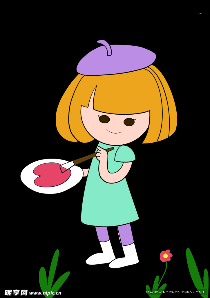 免抠图画画的小女孩