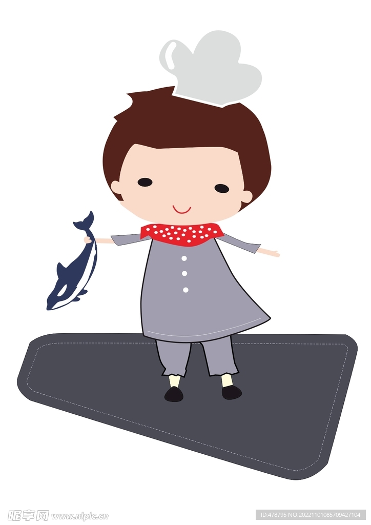 可爱的卡通小女孩 厨师