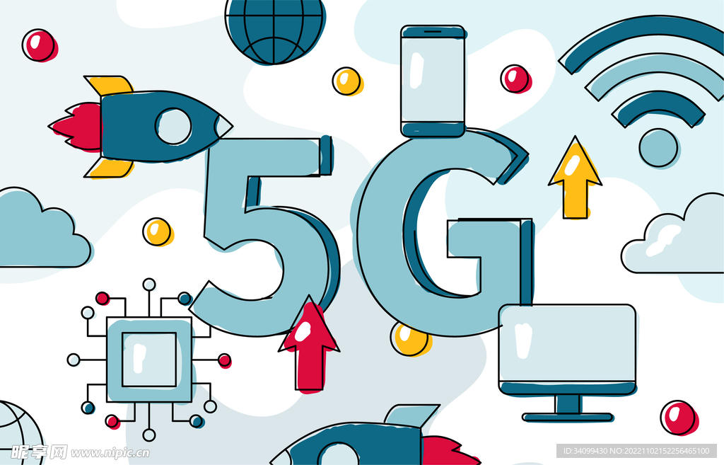 手绘5G背景