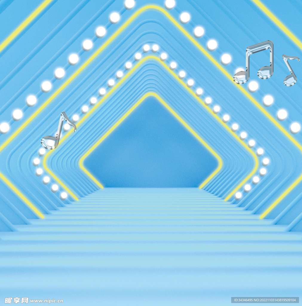 直播背景舞台蓝色音乐主题