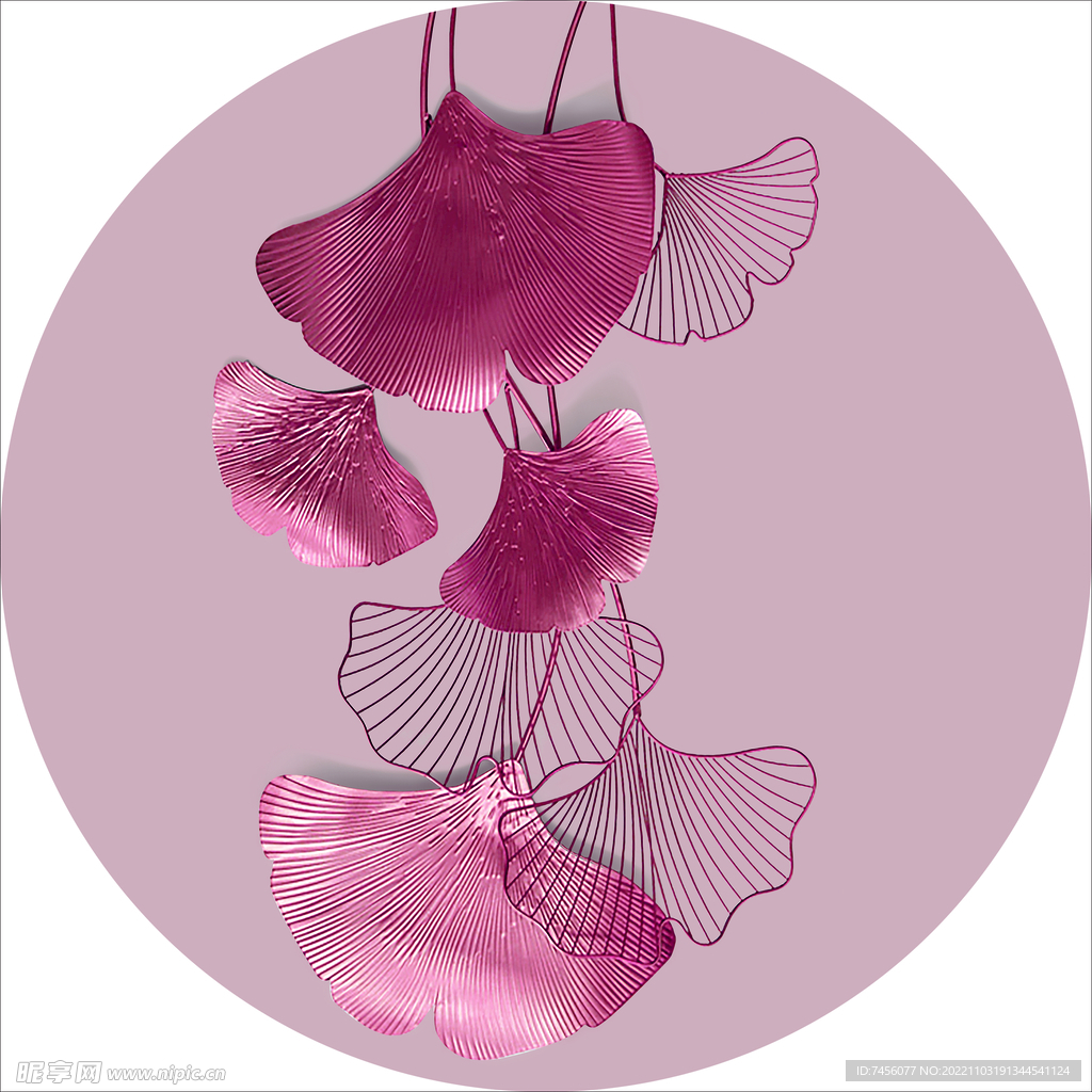 轻奢粉色叶子挂画装饰画