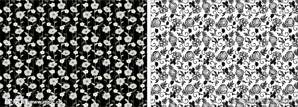 黑白花朵花纹