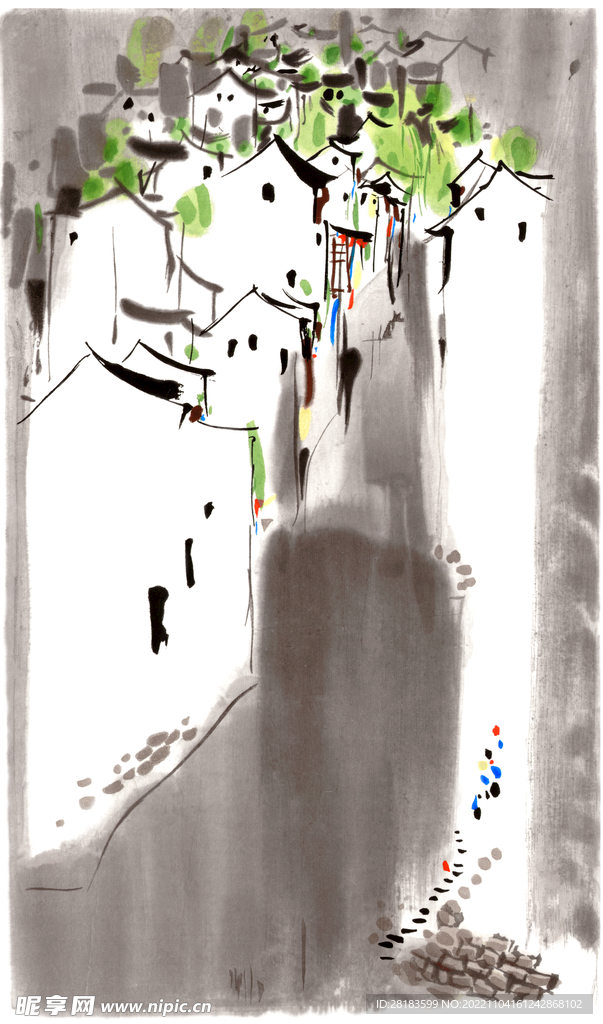 吴冠中画作品中式意境背景图