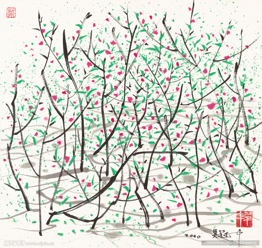 吴冠中画作品中式意境背景图