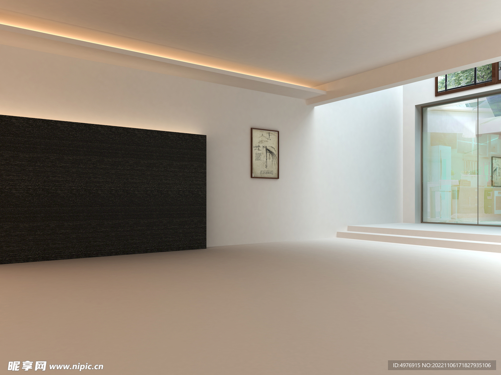 现代客厅3D场景空景