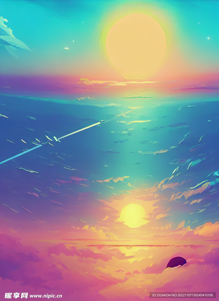 蒸汽波风格海洋