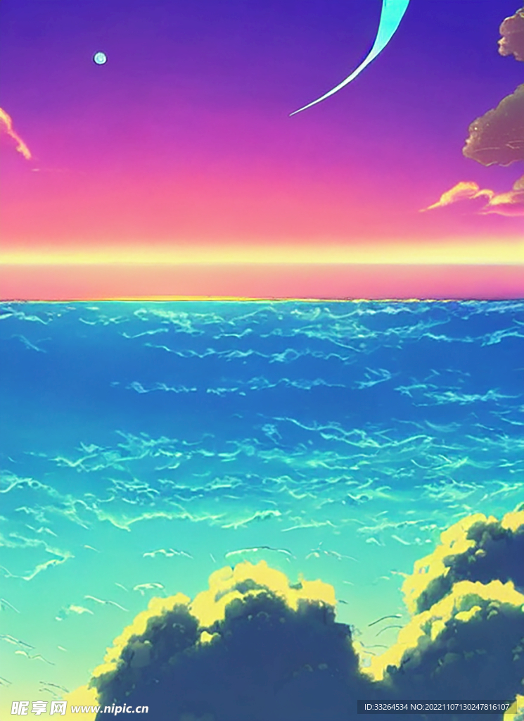 蒸汽波风格海洋