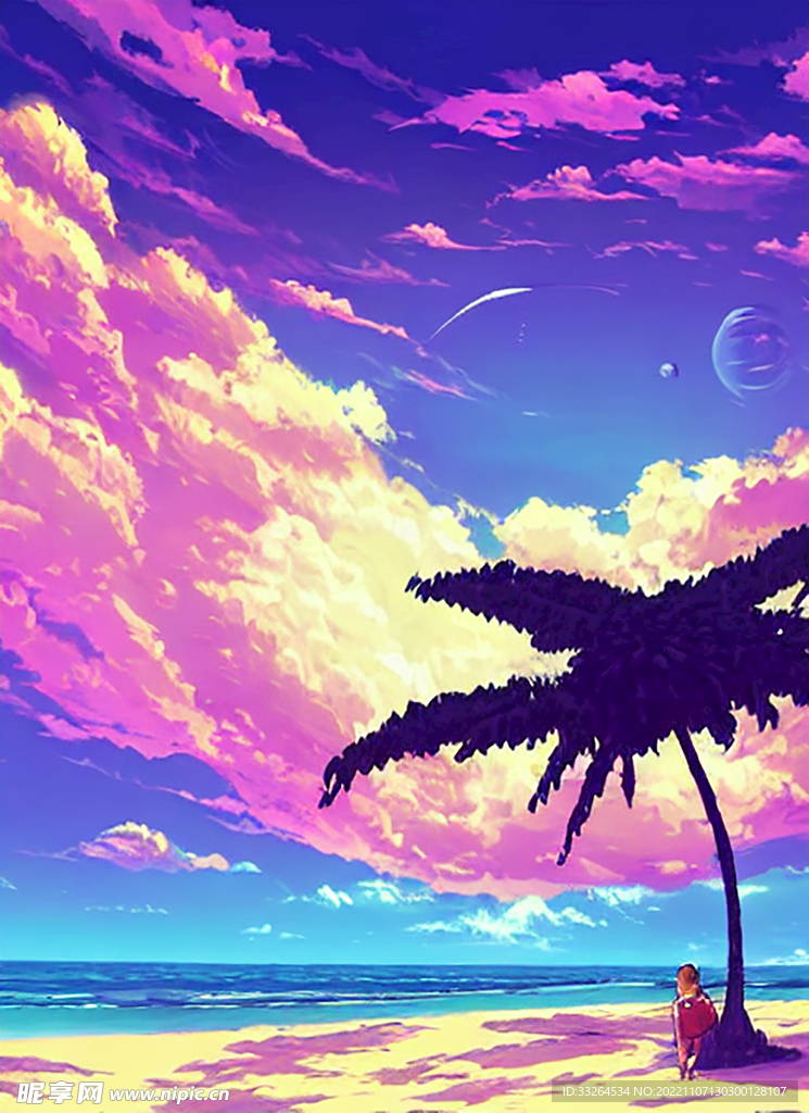 蒸汽波风格海洋