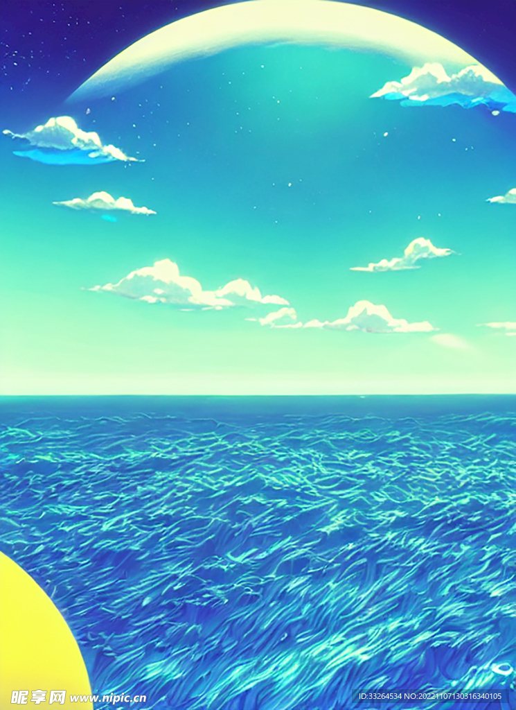 蒸汽波风格海洋