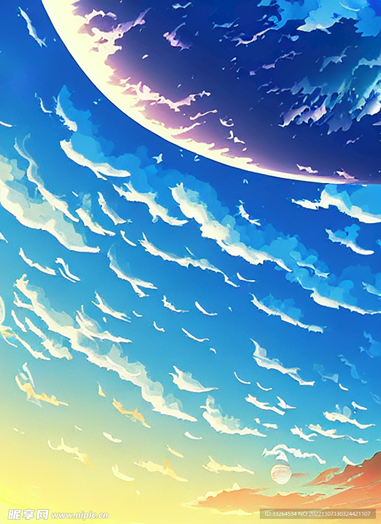 蒸汽波风格天空