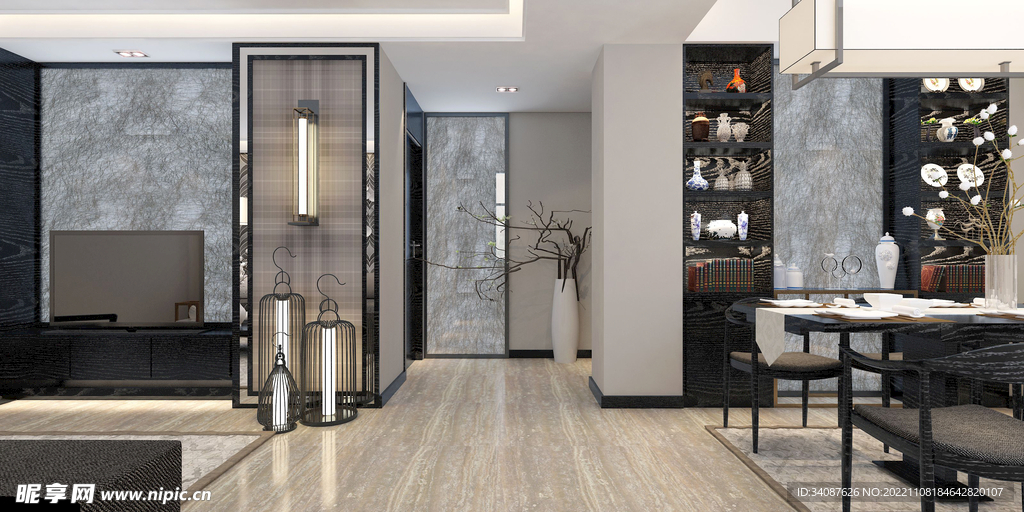 新中式玄关图片素材