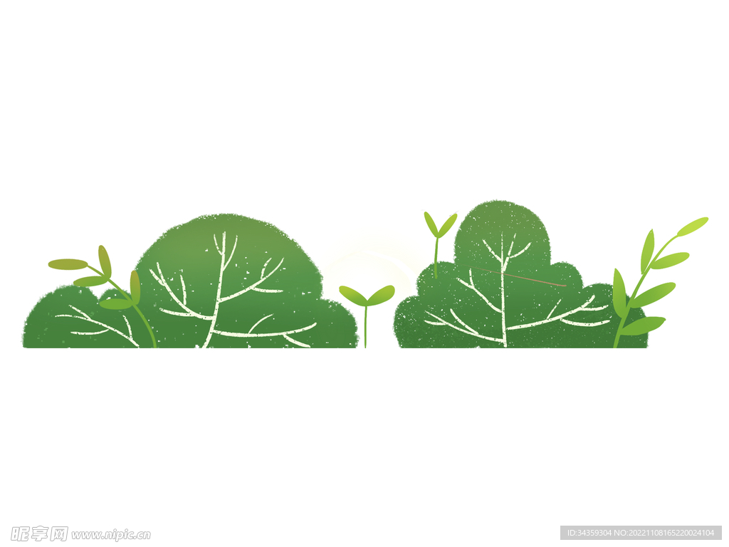 扁平手绘插画植物