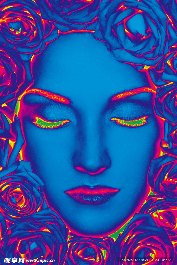 赛博朋克风花海女人