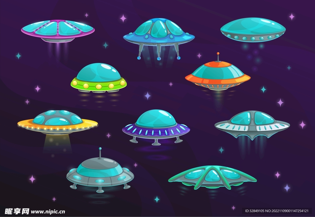矢量卡通UFO飞碟