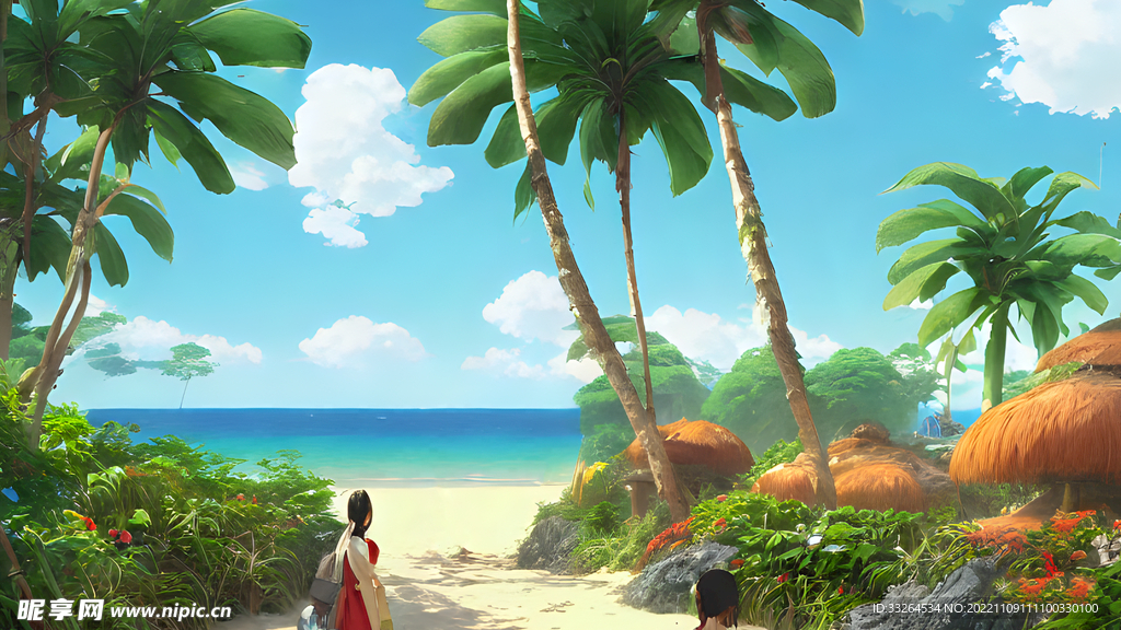 插画海滩壁纸