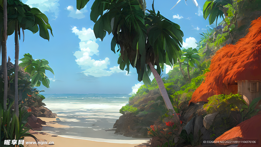 插画海滩壁纸