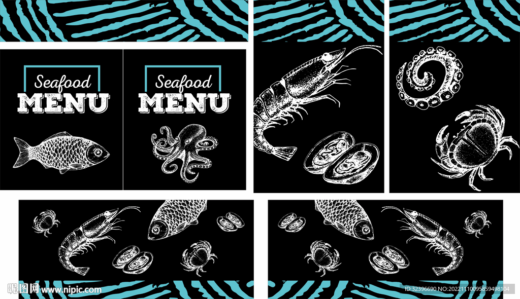 超市海鲜水产手绘展板