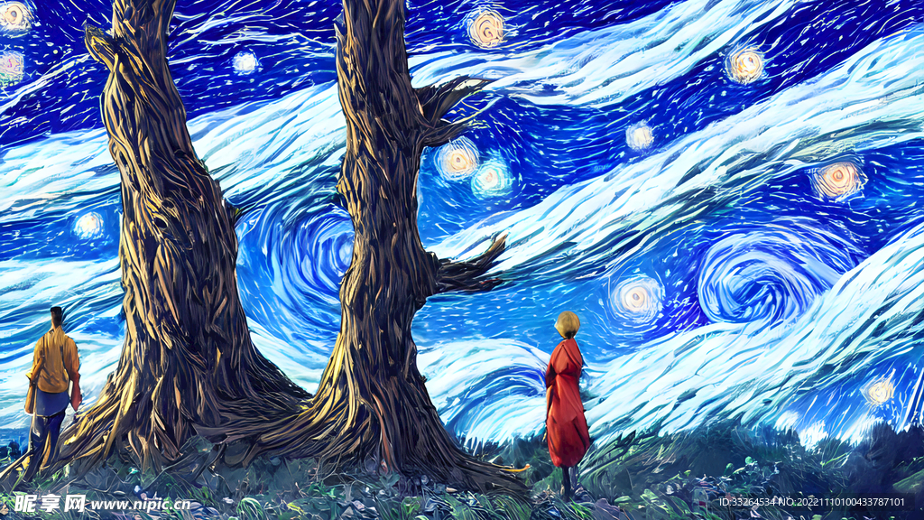 梵高风格星空油画