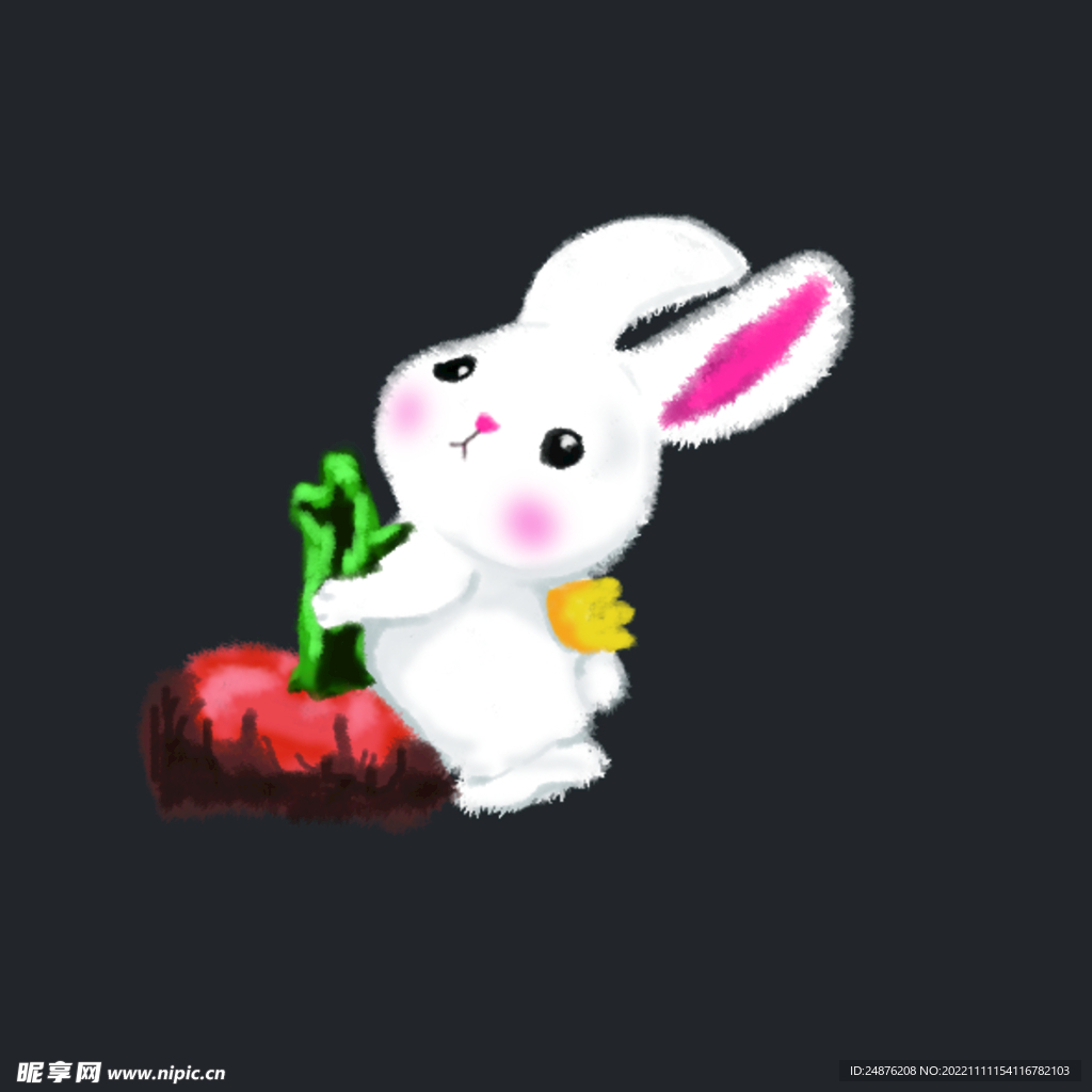 正在拔萝卜的兔子