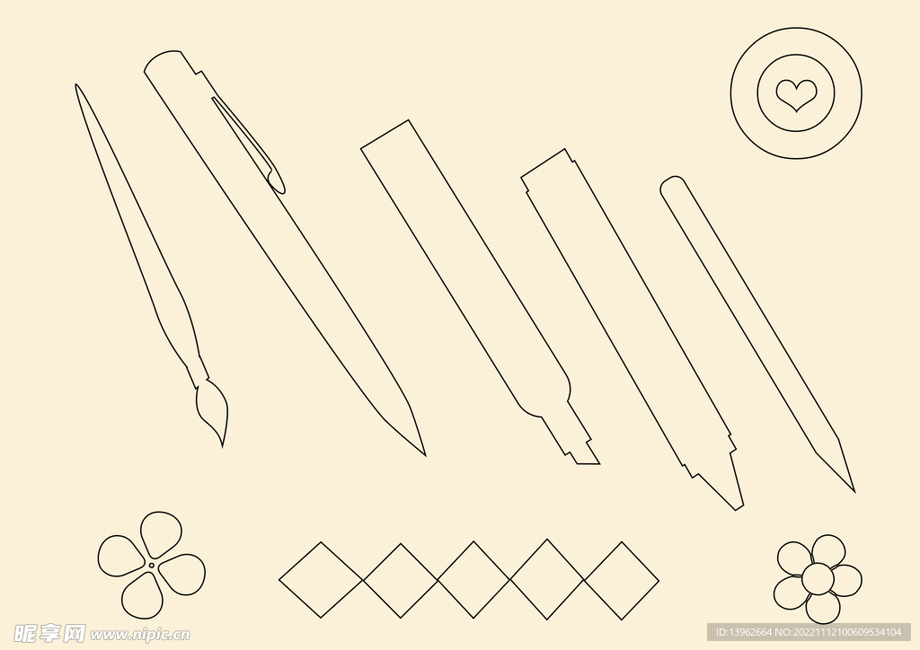 线条笔的素材矢量图