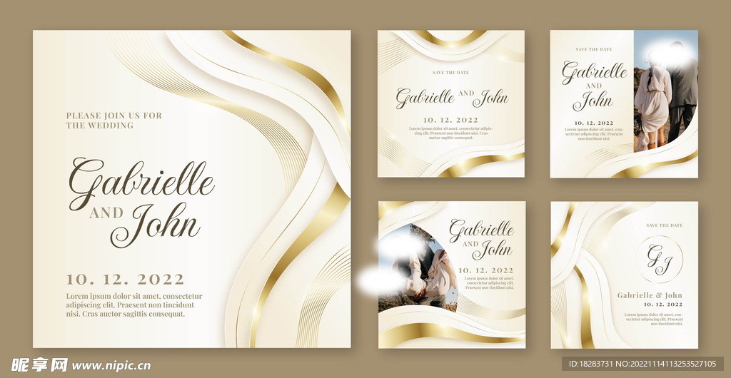 金色丝滑的幸福婚纱素材下载