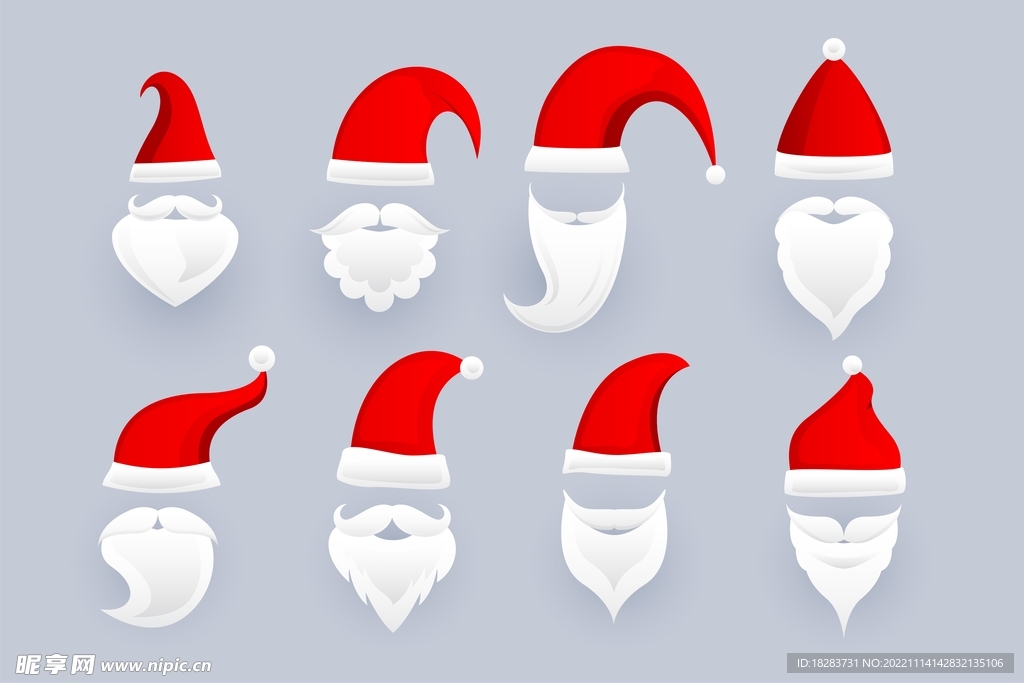 红色卡通圣诞老人帽子素材下载