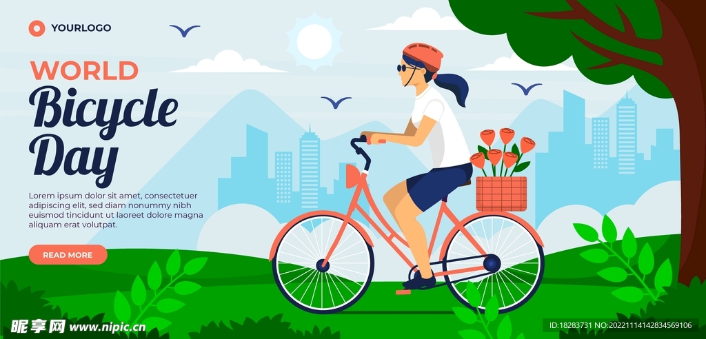 绿色户外骑行海报素材下载