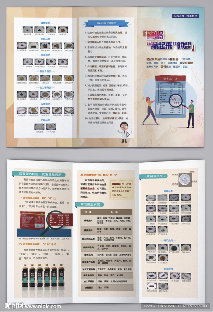 三减三健盐的知识减盐宣传三折页