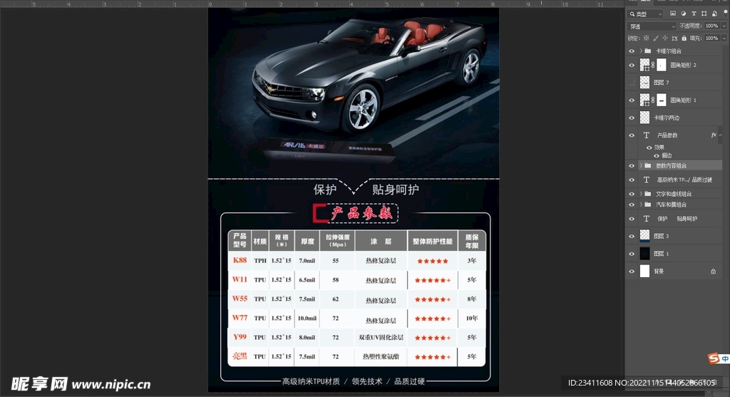 汽车隐形车衣产品参数海拔