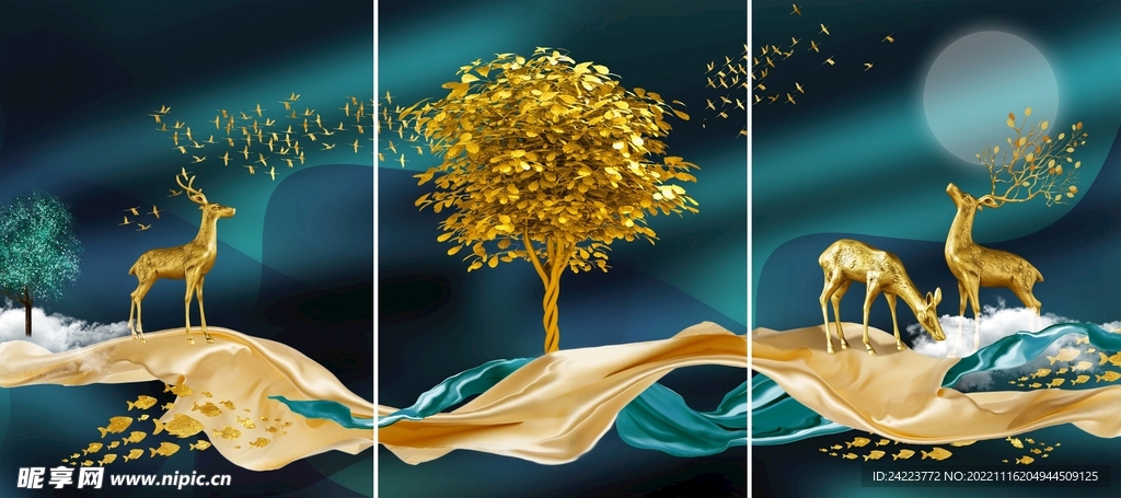 现代装饰画沙发背景墙挂画三联画