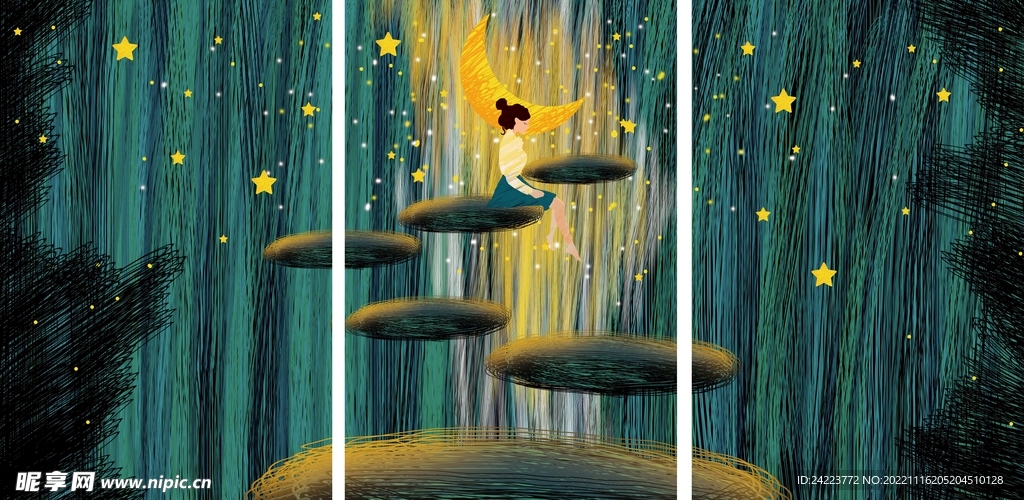 现代装饰画沙发背景墙挂画三联画