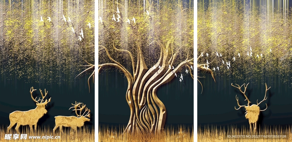 现代装饰画沙发背景墙挂画三联画