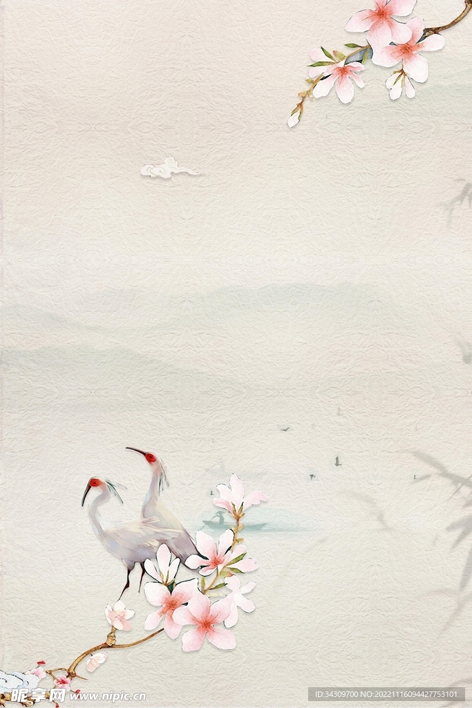 手绘粉色桃花海报设计图片