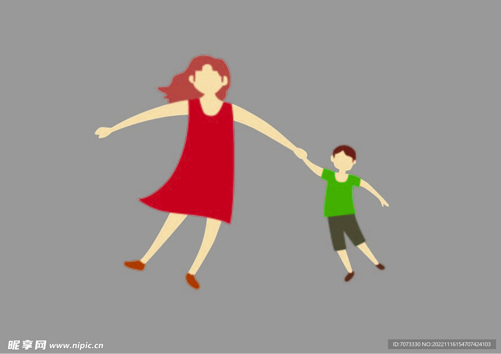 手牵手的妇女儿童