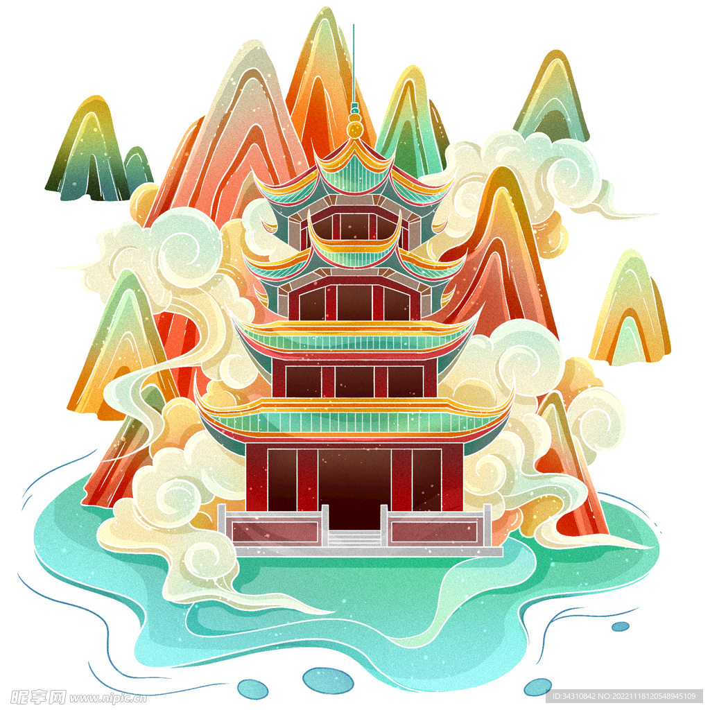 国潮风热门旅游城市地标-成都