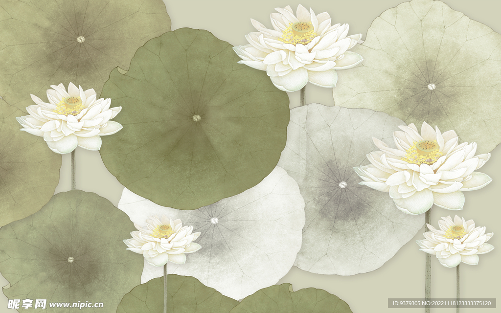 水墨山水简约花鸟背景客厅装饰画