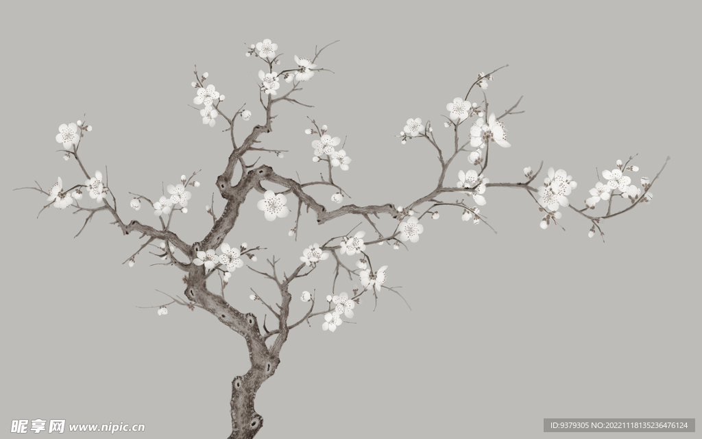 水墨山水简约花鸟背景客厅装饰画