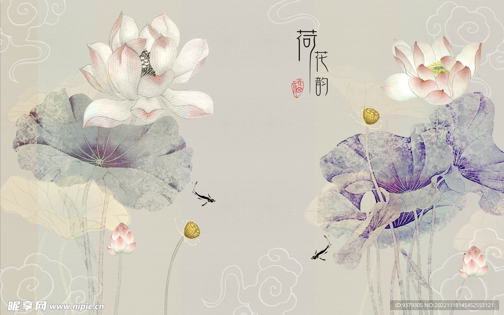 水墨山水简约花鸟背景客厅装饰画