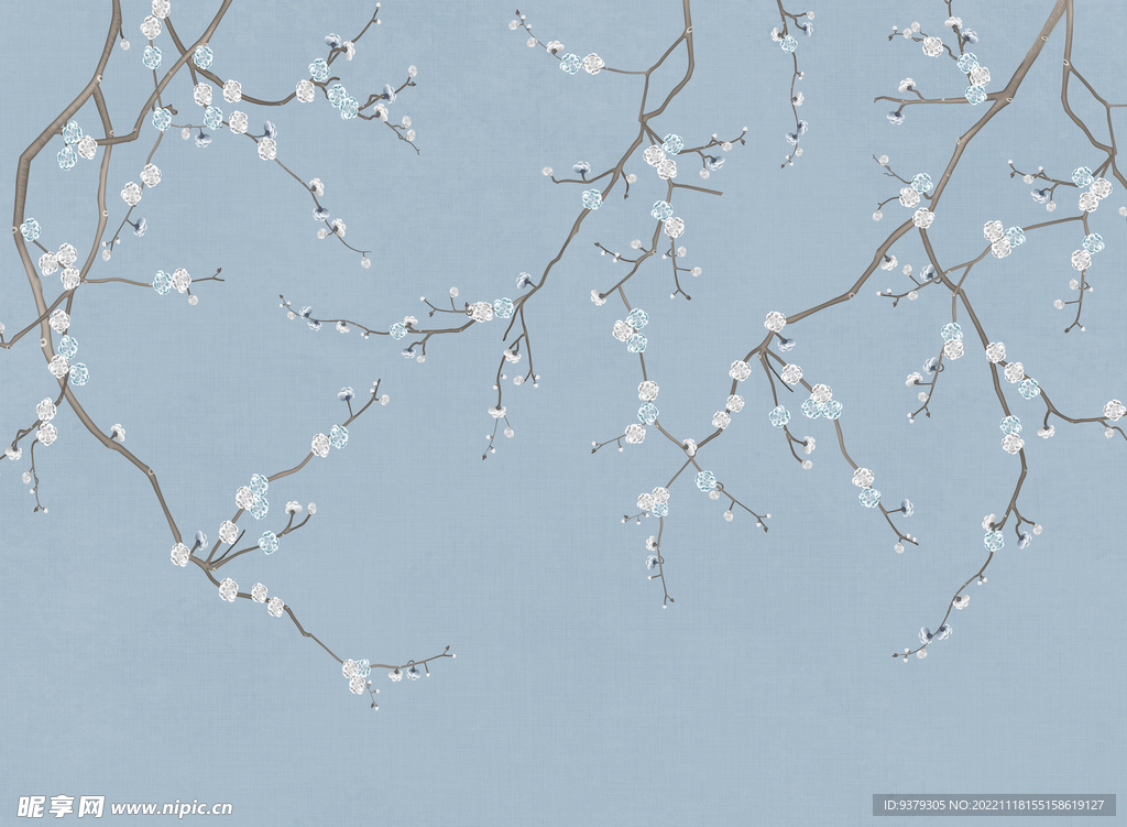 水墨山水简约花鸟背景客厅装饰画