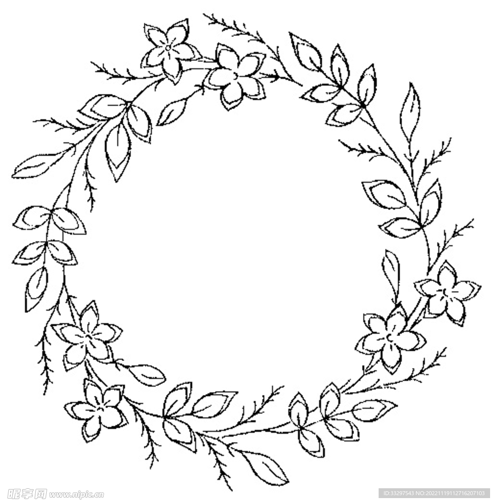 花类线描植物图