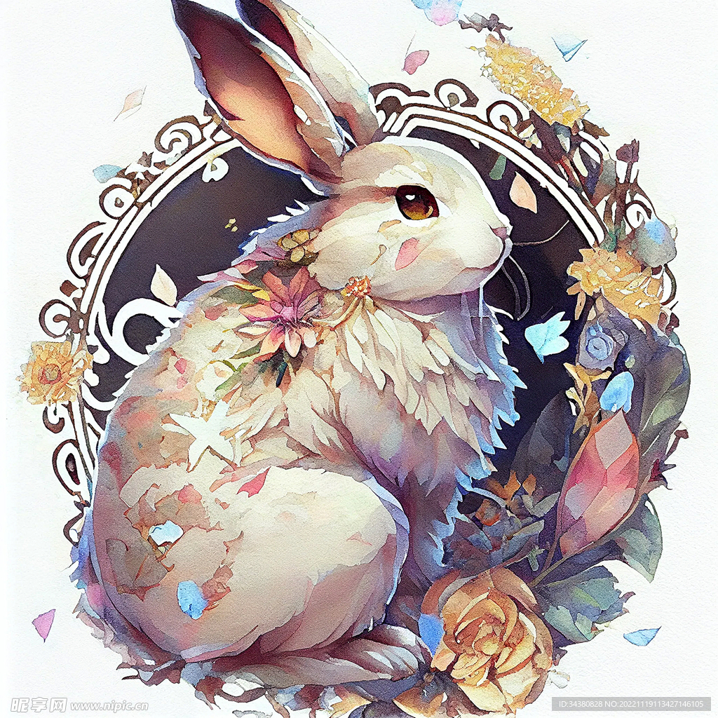 水彩兔子