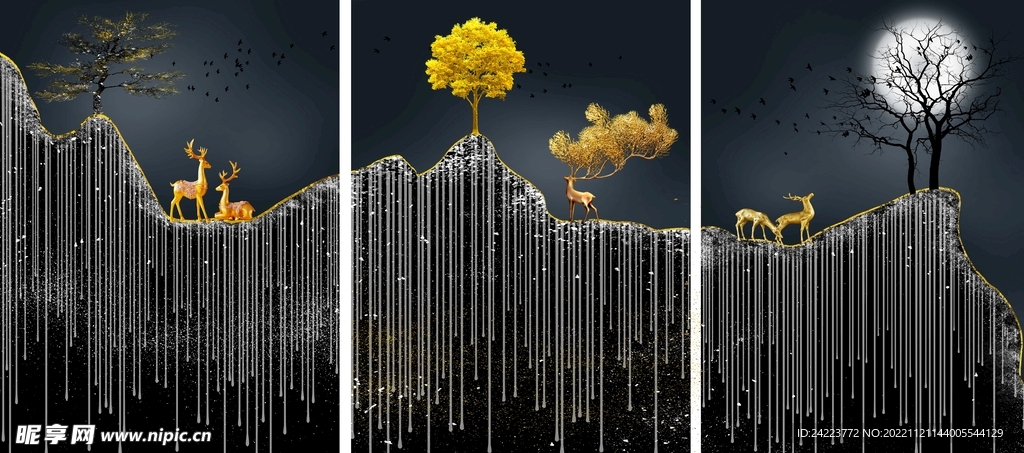 现代装饰画沙发背景墙挂画三联画