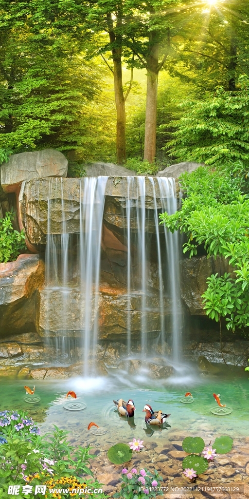 玄关风景挂画九鱼图装饰画