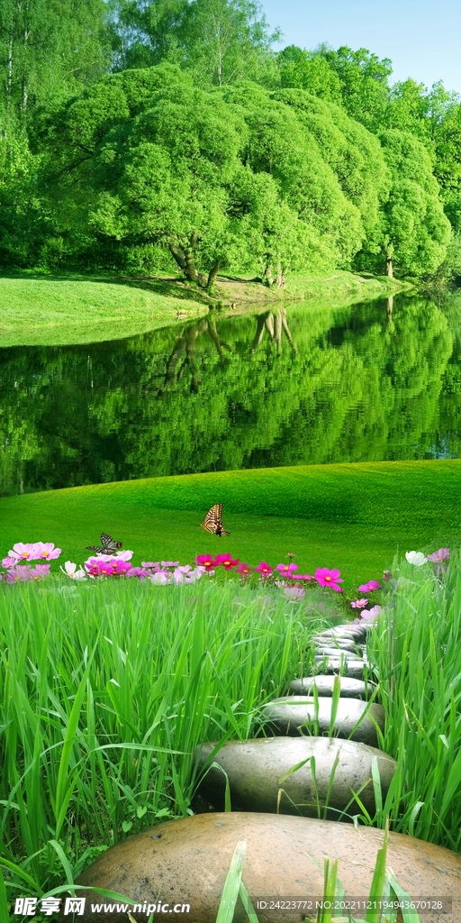 玄关风景挂画九鱼图装饰画