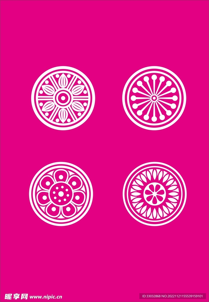 中国风红色花朵剪纸镂空元素