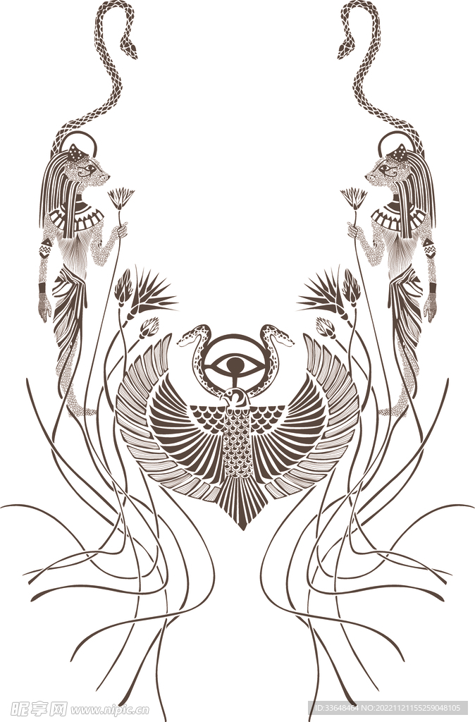 线条图案 黑白线稿 眼睛